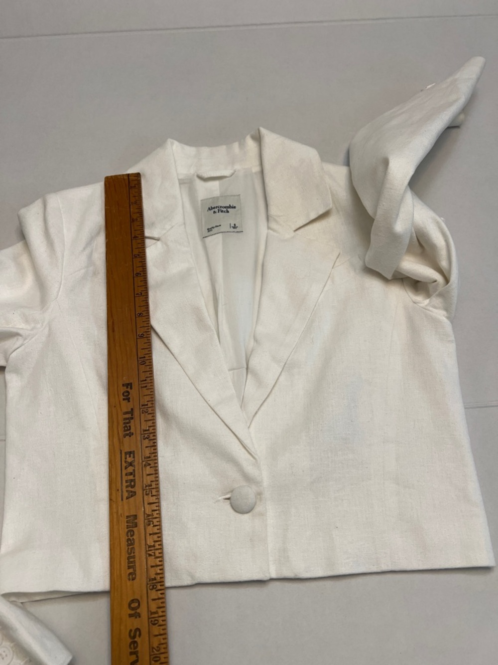 ABERCROMBIE & FITCH COTTON LINEN WOMENS CROPPED BLAZER WHITE SMALL - Picture 13 of 16